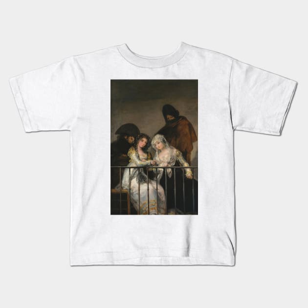 Majas on a Balcony by Francisco Goya Kids T-Shirt by Classic Art Stall